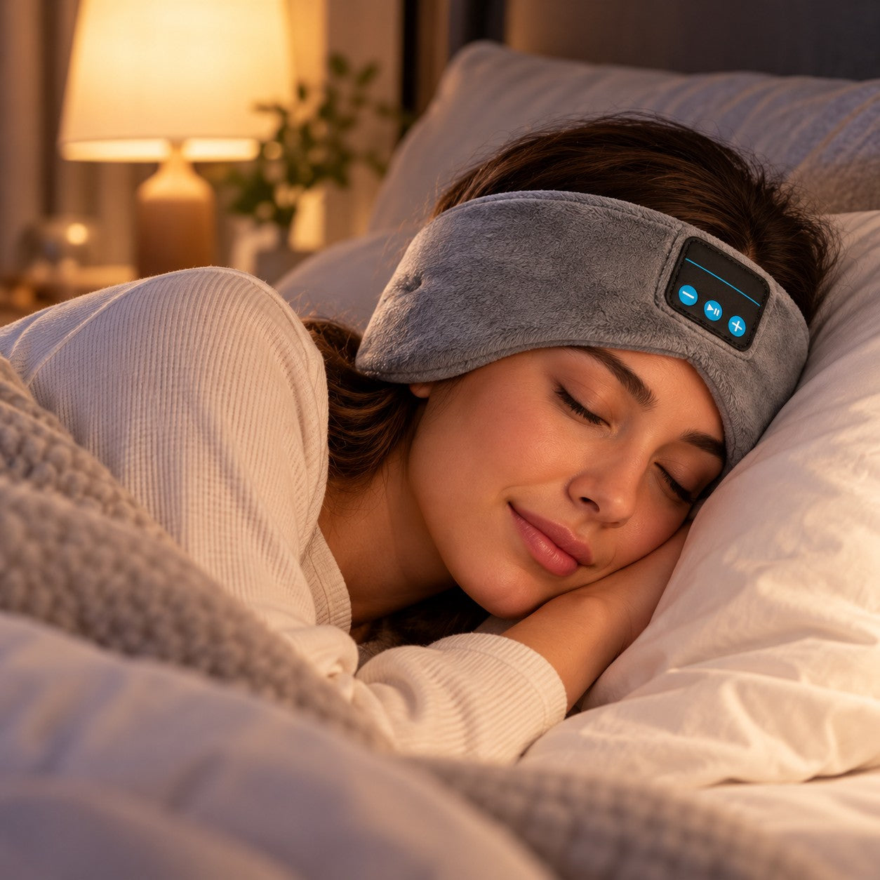 Woman sleeping on her side wearing Lullune